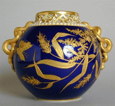 Lot 675 - Group of Three Royal Worcester Blue-Ground...