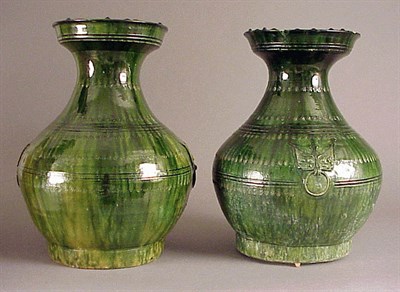 Lot 160A - Good Pair of Green-Glazed Hu Han Dynasty...
