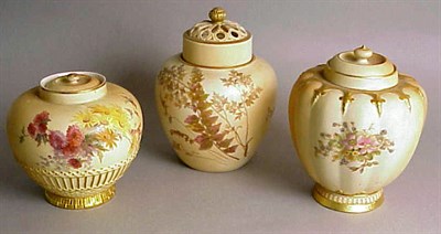 Lot 886 - Group of Three Royal Worcester Gilt-Decorated...