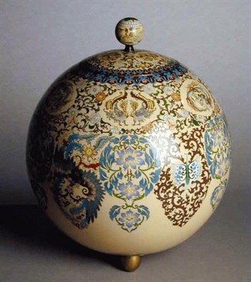 Lot 61 - Large Globular Tan-Ground Cloisonne Jar and...