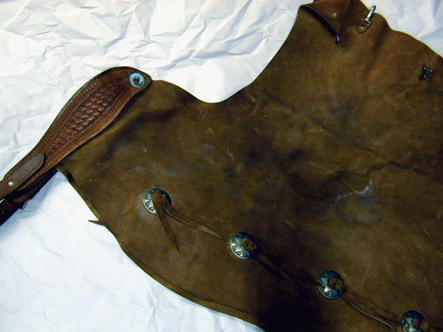 Lot 121 - Pair of Brown Suede Western Chaps With leather...