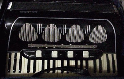 Lot 112 - Galant Accordian Black and white with chrome...