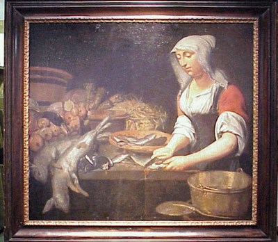 Lot 77 - Steven van Duyven WOMAN IN KITCHEN Initialed S....