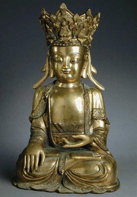 Lot 137 - Large Gilt-Bronze Figure of Avalokitesvara...