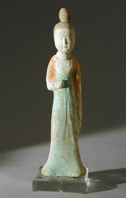 Lot 203 - Brightly-Painted White Pottery Figure of a...