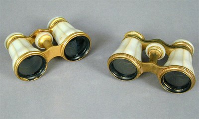 Lot 33 - Two Pairs of Mother-of-Pearl Opera Glasses...