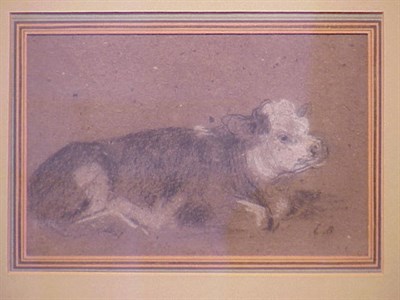 Lot 10 - Eugene Boudin French, 1824-1898 COW IN REPOSE...