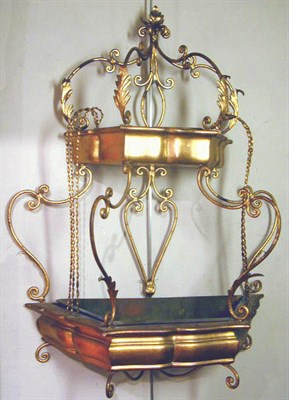 Lot 639 - Gilt-Metal Two-Tier Hanging Shelf