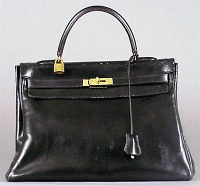 Lot 992 - Hermes Black Calf Kelly Bag Early 1960s With...