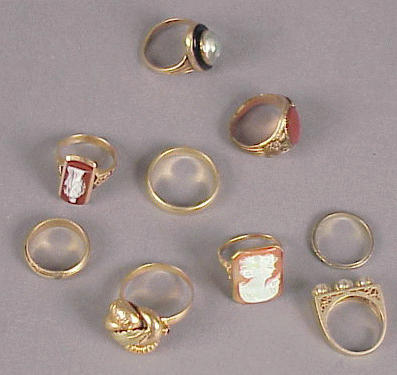 Lot 45 - Group of Gold Rings Comprising nine assorted...