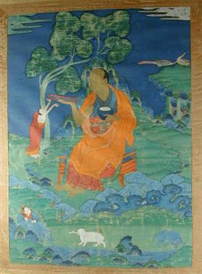 Lot 14 - Tibetan Thanka of a Lineage Guru or an Arhat...