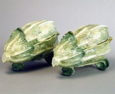 Lot 340 - Pair of Continental Faience Lettuce-Form...