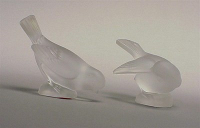 Lot 435 - Two Lalique Moineau Figurines Each in frosted...