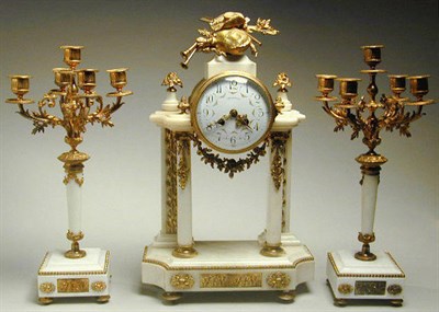 Lot 541 - Louis XVI Style Gilt-Bronze and Marble Garniture
