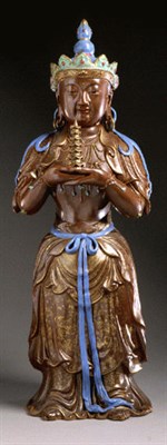 Lot 208 - Large Brown-Glazed Porcelain Figure of...