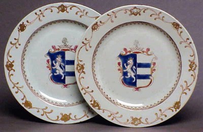 Lot 225 - Pair of Chinese Gilded and Enameled Armorial...