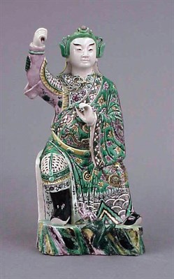 Lot 192 - Chinese Famille Verte Biscuit Figure of One of...