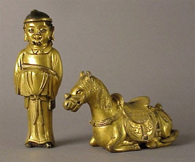 Lot 184 - Gilt-Bronzes of a Daoist Immortal and an Altar...