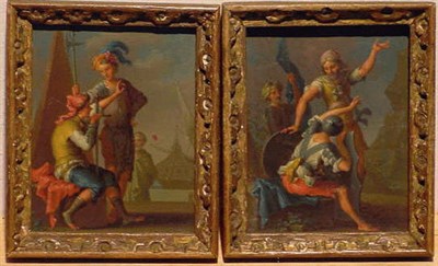 Lot 89 - French School 18th Century SOLDIERS TELLING...