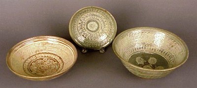 Lot 47 - Two White Slip-Decorated Punch'ong Bowls and a...