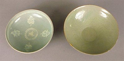 Lot 44 - Carved Celadon and an Inlaid Celadon Bowl...