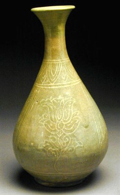Lot 50 - White Slip Inlaid Celadon Bottle Vase 13th...