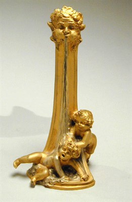 Lot 248 - Art Nouveau Gilt-Bronze Figural Vase F. Delrune.