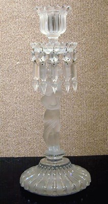 Lot 243 - Baccarat Clear and Frosted Glass Candlestick
