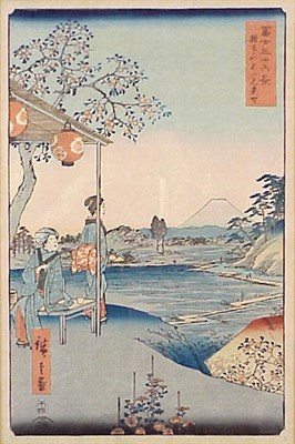 Lot 71 - Hiroshige. Fuji Sanjurokkei, two women gazing...