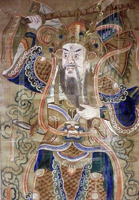 Lot 747 - Framed Chinese Folk Painting of Guandi