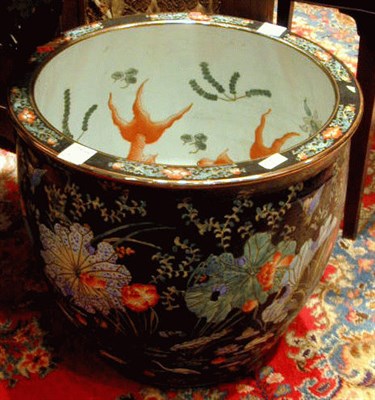 Lot 542 - Pair of Chinese Porcelain Fish Bowls On Stands