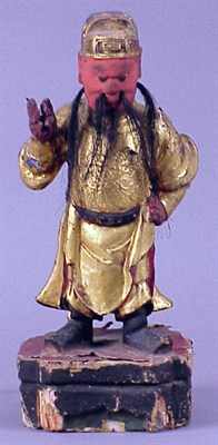 Lot 744 - Chinese Polychrome and Gilt-Wood Figure of...