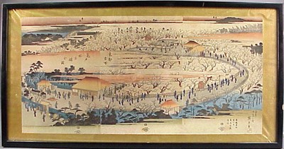 Lot 69 - Hiroshige. Oban tate-e triptych, Toto Meisho.,...