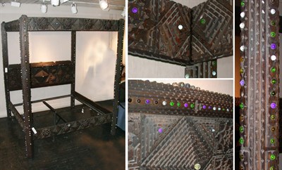 Lot 196 - Tramp Art Bed Noah Edmundson, late 20th century
