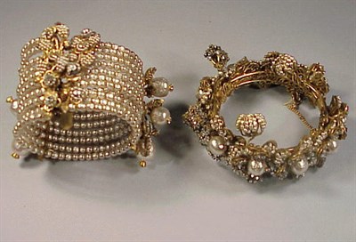 Lot 230 - Two Miriam Haskell Bracelets One pearl spring...