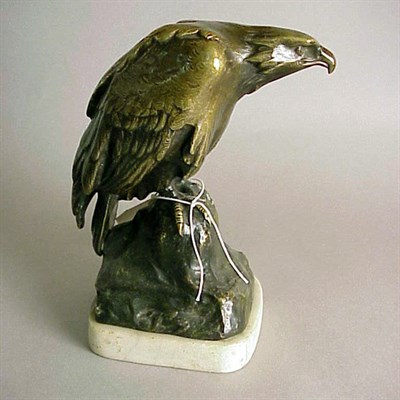 Lot 610 - Bronze Sculpture of an Eagle Perched on a rock,...