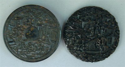 Lot 254 - Chinese Export Carved Circular Tortoise Shell...