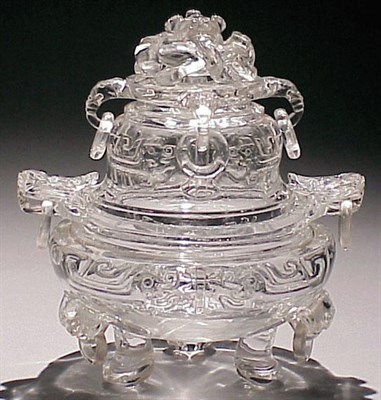 Lot 298 - Rock Crystal Incenser Burner and Cover 20th...