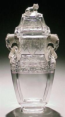 Lot 295 - Large Rock Crystal Square-Section Vase and...