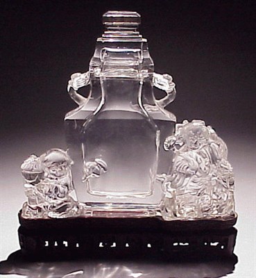 Lot 297 - Rock Crystal Flattened Vase 20th Century The...