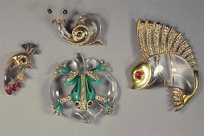 Lot 171 - Group of Trifari Crystal Belly Pins Comprising...
