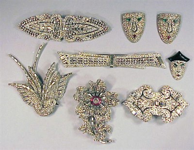 Lot 204 - Group of Rhinestone Pins Various forms,...