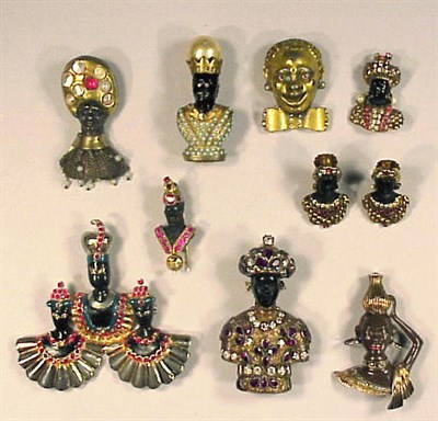 Lot 173 - Group of Blackamoor Pins Some 14 kt., various...