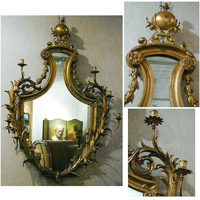 Lot 402 - Rococo Style Gilt-Metal Mirror Sconce The...