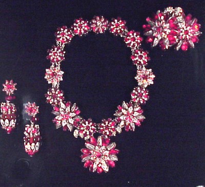 Lot 247 - Miriam Haskell Red and Silver Suite Comprising...