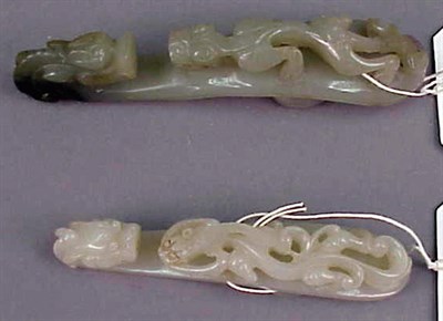 Lot 161A - Two Chinese Archaic Style Pale Green Jade...