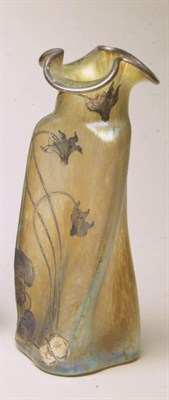 Lot 374 - Unsigned Loetz Silver Overlay Glass Vase Of...