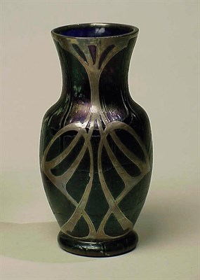 Lot 389 - Austrian Silver Overlay Glass Vase Of ovoid...