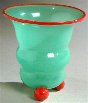 Lot 255 - Loetz Glass Vase Of flaring form, in green...