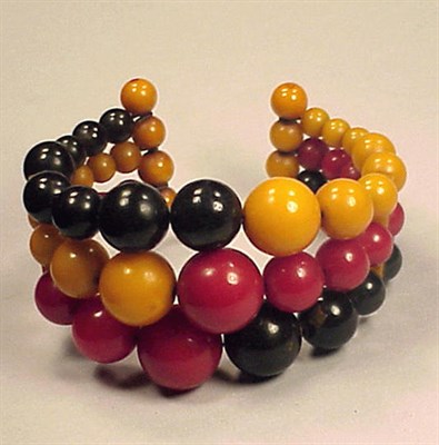 Lot 281 - Bakelite Three-Color Cuff Bracelet With...